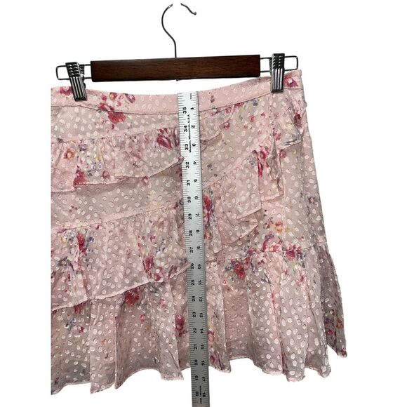 LoveShackFancy Imelda Skirt Bubbly Pink Size 4 Mini Ruffle Skirt Silk Blend - Picture 8 of 12